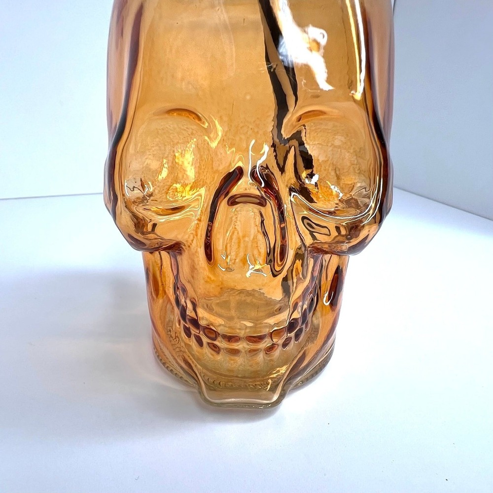Skull Glass with Straw Halloween‎ Orange Travel Cup Mason Jar Mug 14oz